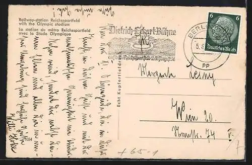 AK Berlin-Charlottenburg, S-Bahnhof Reichssportfeld mit Olympiastadion