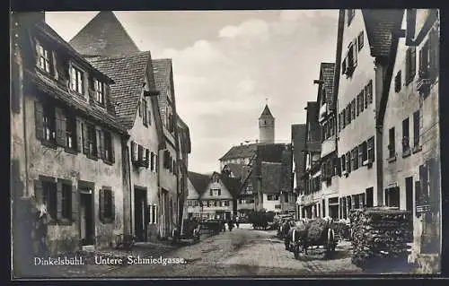 AK Dinkelsbühl, alte Häuser in der Untere Schmiedgasse-Strasse