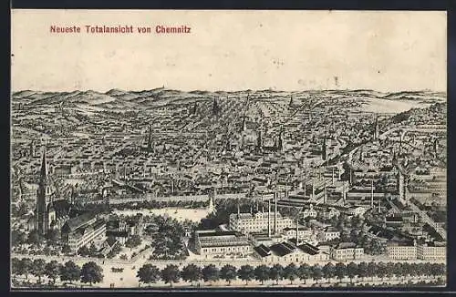 AK Chemnitz, Neueste Totalansicht der Stadt