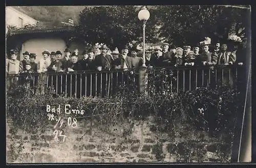 Foto-AK Bad Ems, Ausflügler an der Promenade