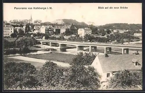 AK Kalkberge i. M., Panorama mit Blick auf die neue Brücke