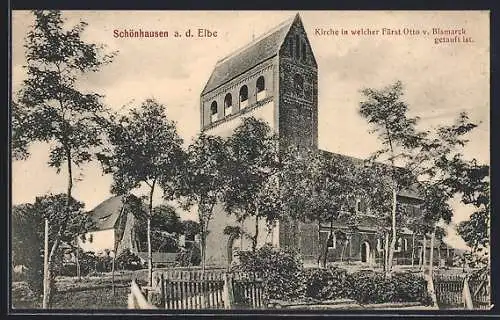 AK Schönhausen /Elbe, Kirche, Taufe von Bismarck