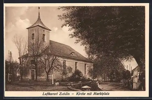 AK Zechlin, Kirche mit Marktplatz