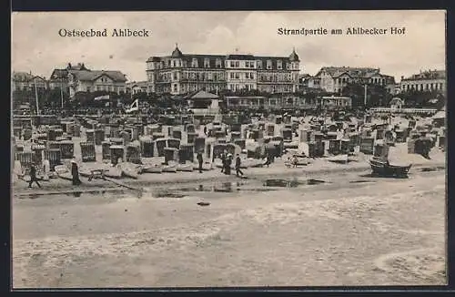 AK Ahlbeck / Ostseebad, Strandpartie am Hotel Ahlbecker Hof