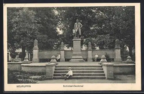 AK Neuruppin, Blick auf das Schinkel-Denkmal