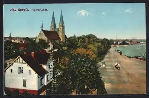 AK Neu-Ruppin, Ortsansicht mit Klosterkirche
