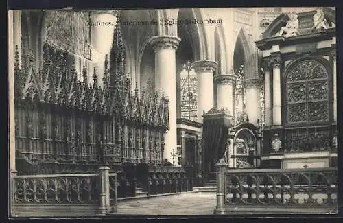 AK Malines, Intérieur de l`Eglise St-Rombaut