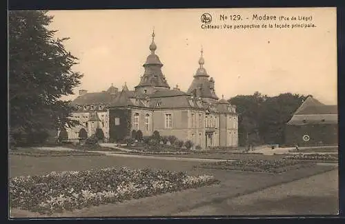 AK Modave, Chateau, vue perspective de la facade principale