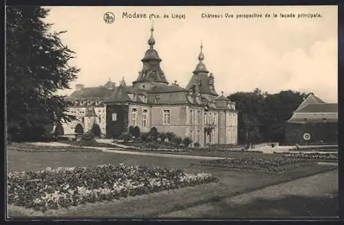 AK Modave, Chateau, vue perspective de la facade principale