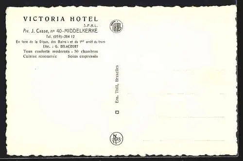 AK Middelkerke, Victoria Hotel, Av. J. Casse 40, Dir. G. Delacourt
