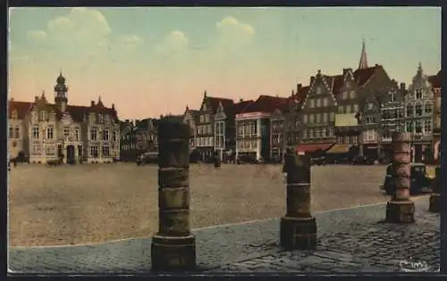 AK Ypres, Grand` Place Roi Albert Ier