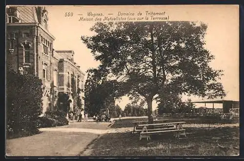AK Wegnez, Domaine de Tribomont, Maison des Mutualistes vue sur la Terrasse