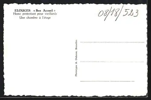 AK Elouges, Bon Accueil, Home protestant pour vieillards, Une chambre à l`étage
