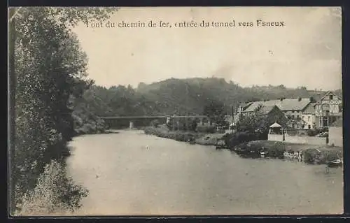 AK Esneux, Pont du chemin de fer, entrée du tunnel