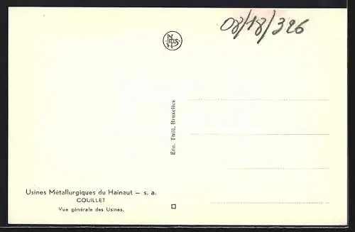AK Couillet, Usines Métallurgique du Hainaut, Vue générale des Usines