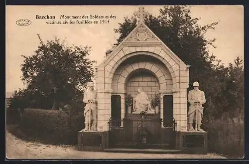 AK Barchon, Monument des Soldats et des victimes civiles fusillées en 1914