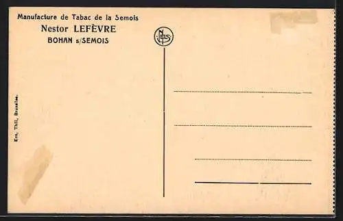 AK Bohan-s-Semois, Vue Générale, Nestor Lefèvre, Manufacture de Tabac de la Semois