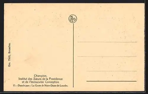 AK Champion, Institut des Soeurs de la Providence et de l`Immaculée Conception, La Grotte de Notre-Dame de Lourdes