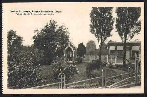 AK Blegny-Trembleur /Liège, Institut St-Joseph, Chapelle de St-Joseph, Au jardin