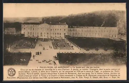 AK Mariemont, Palais Royal, La facade sud, côté des Jardins