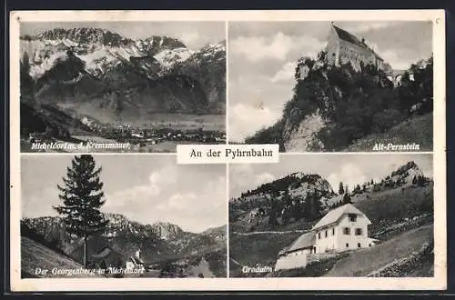 AK Micheldorf an der Pyhrnbahn, Teilansicht mit der Kremsmauer, Alt-Pernstein, Gradalm