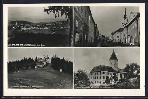 AK Rohrbach i. Mühlkreis, Schloss Sprintenstein, Strassenpartie, Panorama