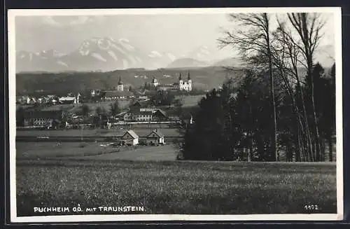 AK Puchheim /O. Ö., Ortspartie mit Traunstein