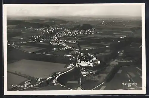 AK Puchheim /O. Oe., Teilansicht mit Kloster, Fliegeraufnahme