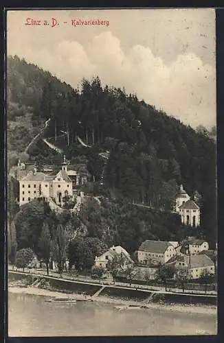 AK Linz a. D., Kalvarienberg mit Kirche