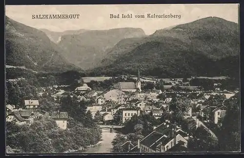 AK Bad Ischl /Salzkammergut, Teilansicht vom Kalvarienberg aus