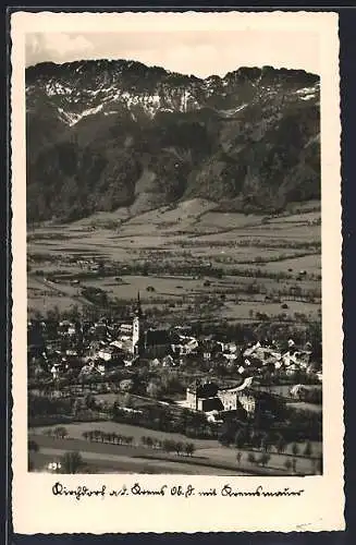 AK Kirchdorf a. d. Krems, Blick zur Kirche, Bergpanorama