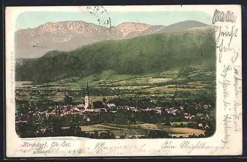 AK Kirchdorf, Gesamtansicht mit Umgebung und Bergpanorama aus der Vogelschau