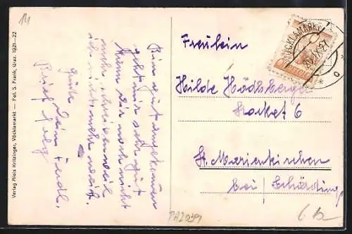 AK Vöcklamarkt, Gesamtansicht mit Umgebung von einer Anhöhe aus