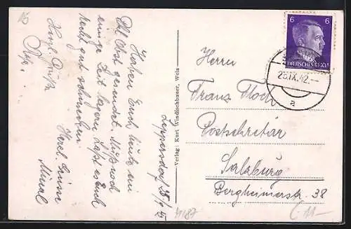 AK Scharten, Totalansicht mit Kirche aus der Vogelschau