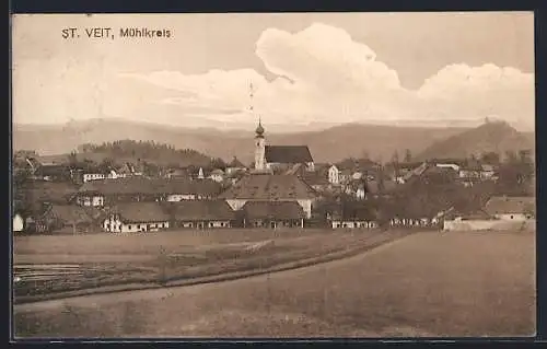 AK St. Veit /Mühlkreis, Teilansicht mit Kirche