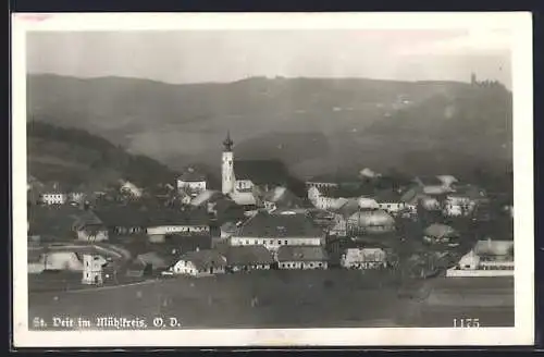 AK St. Veit im Mühlkreis, Ortsansicht aus der Vogelschau