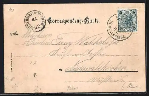 AK St. Veit im Mühlkreis, Ortsansicht mit Umgebung, Gewässer, Bauern mit Pferd u. Pflug