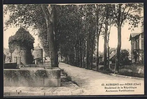 AK Aubigny-sur-Nère, Boulevard de la République, Anciennes Fortifications