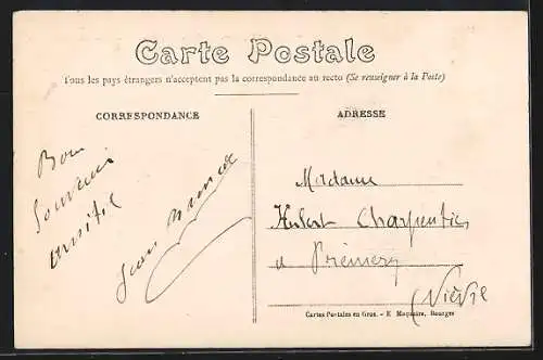 AK Aubigny, Vieille Maison au Bord de la Nère XIVe siècle