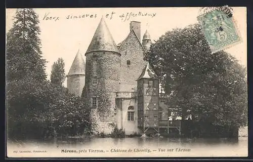 AK Méreau, Château de Chevilly, Vue sur l`Arnon