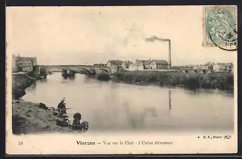 AK Vierzon, Vue sur le Cher, L`Usine élévatoire