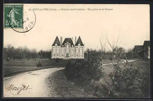 AK Ivoy-le-Pré, Château des Fontaines, Vue prise de la Pelouse