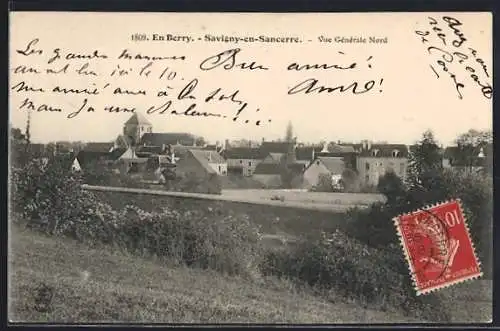 AK Savigny-en-Sancerre, Vue générale Nord