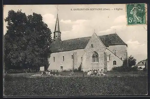 AK Savigny-en-Septaine, L`Église et parc environnant