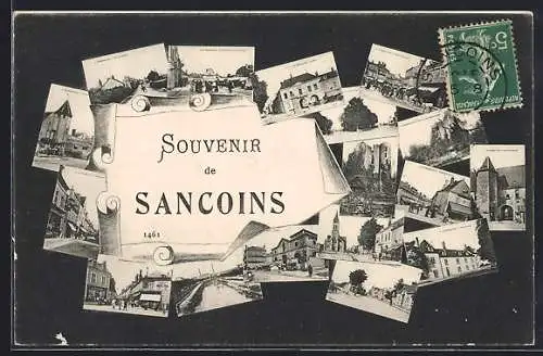 AK Sancoins, Souvenir de Sancoins avec vues multiples