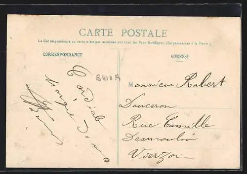 AK Bourges, Les bords de l`Yèvre avec barque et pont