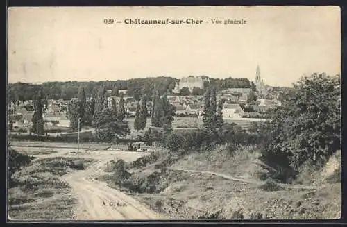 AK Châteauneuf-sur-Cher, Vue générale