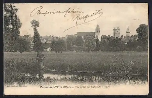 AK Mehun-sur-Yèvre, Vue prise des bords de l`Yèvre