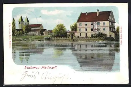 AK Reichenau-Niedernzell / Baden, Blick auf Kloster und Münster