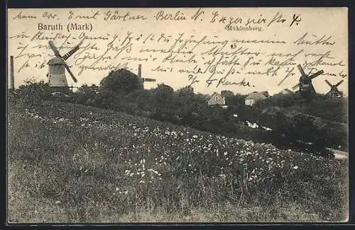 AK Baruth /Mark, Mühlenberg mit Windmühlen